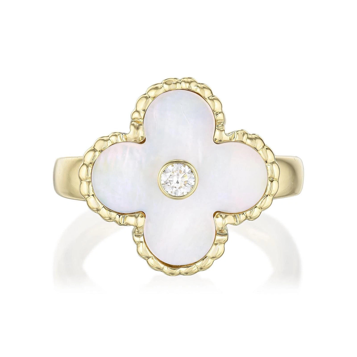 Van Cleef and Arpels Vintage Alhambra mother of pearl diamond ring