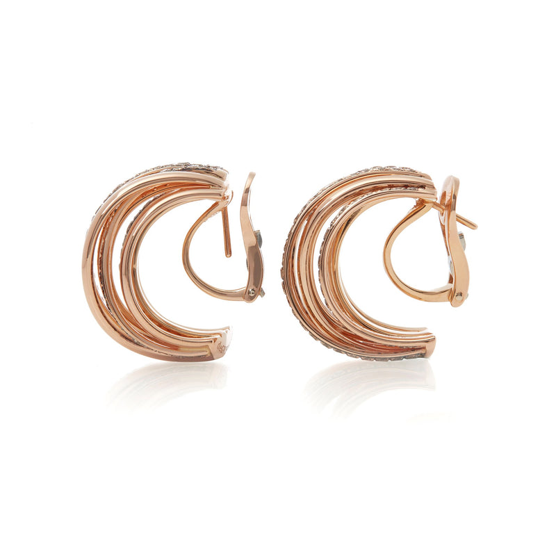 De Grisogono 18 Karat Rose Gold Round Cut Brown Diamond Allegra Earrings