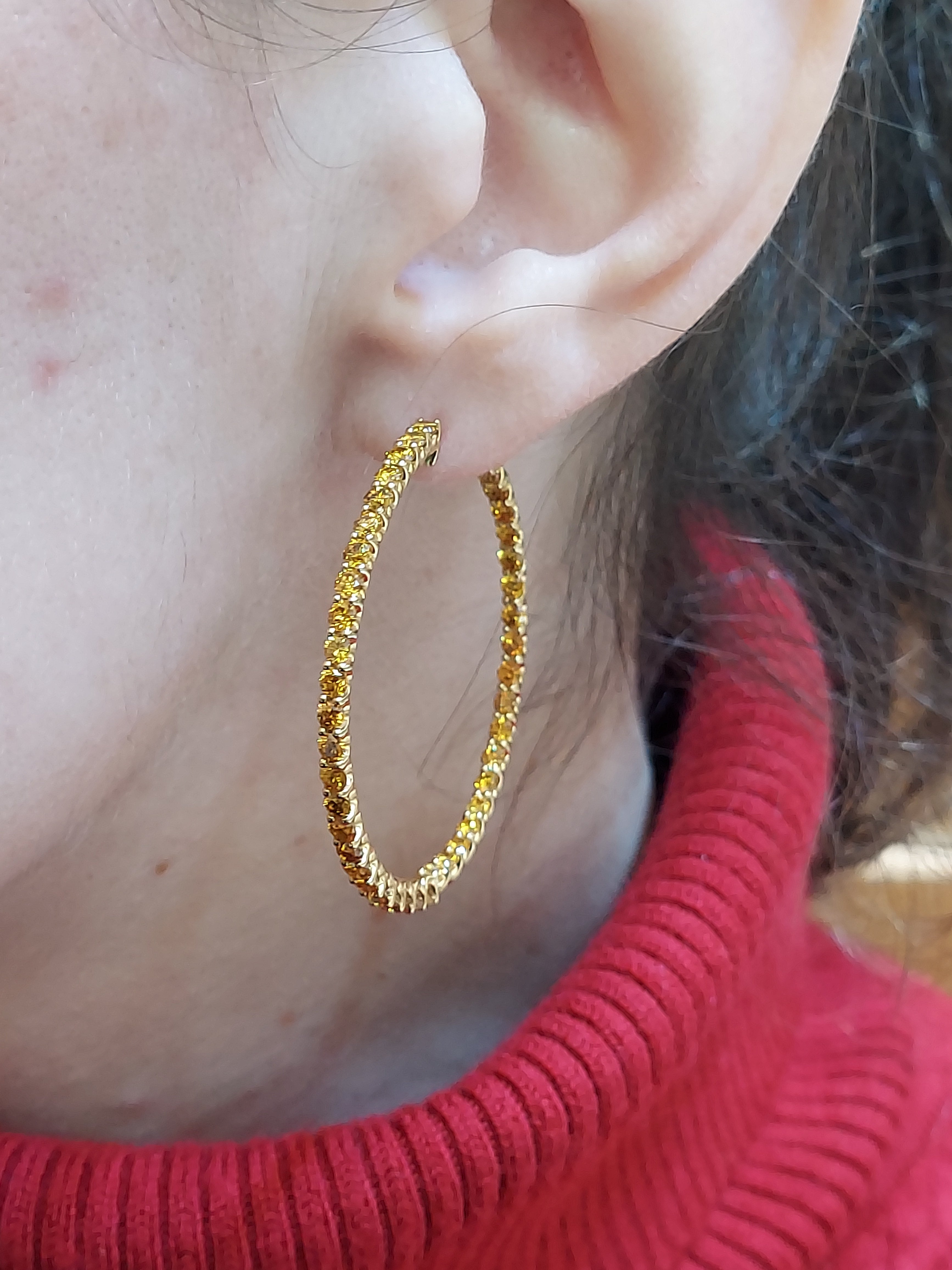 4.92 Carat Fancy Yellow Diamond Hoop Earrings
