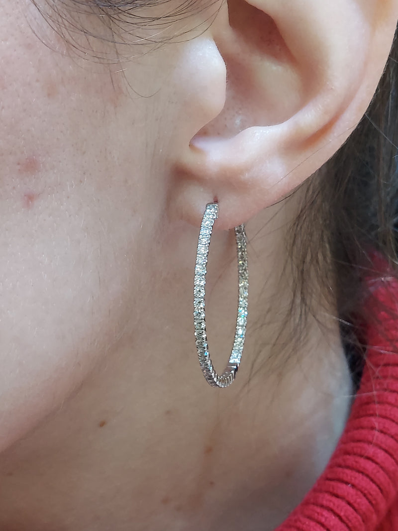 1.98 Carat Diamond Hoop Earrings Inside Out