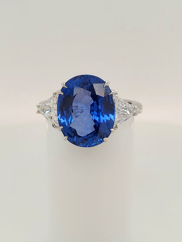 13.3 Carat Oval Cut Sapphire & Diamond Ring