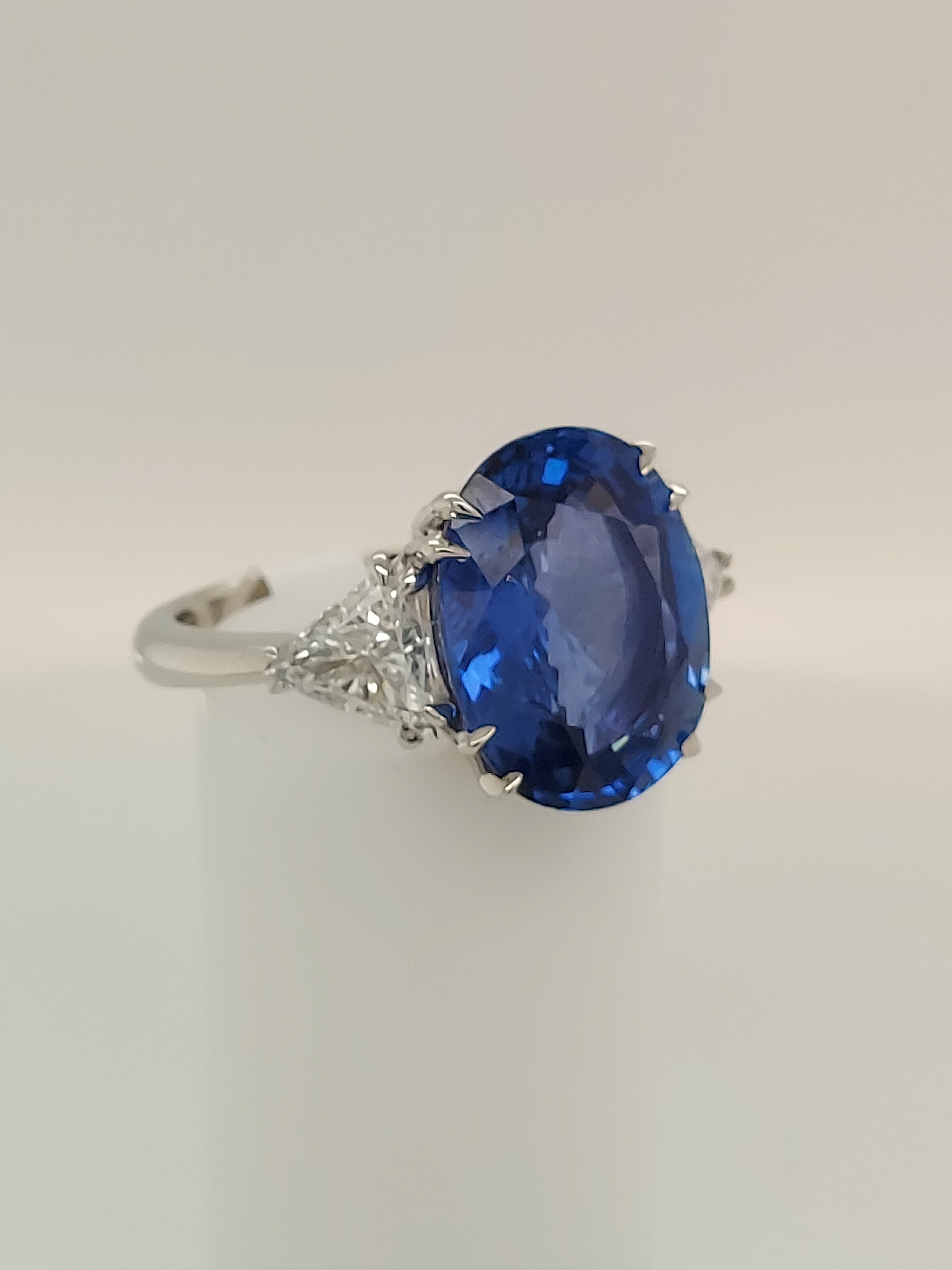 13.3 Carat Oval Cut Sapphire & Diamond Ring