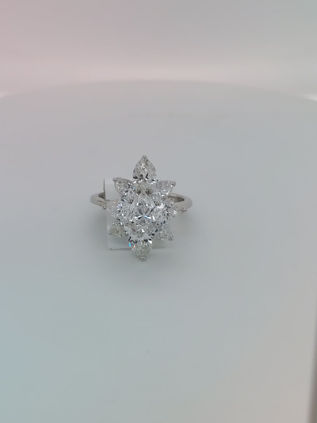 4.56 Carat Pear Shape Flower Diamond Ring