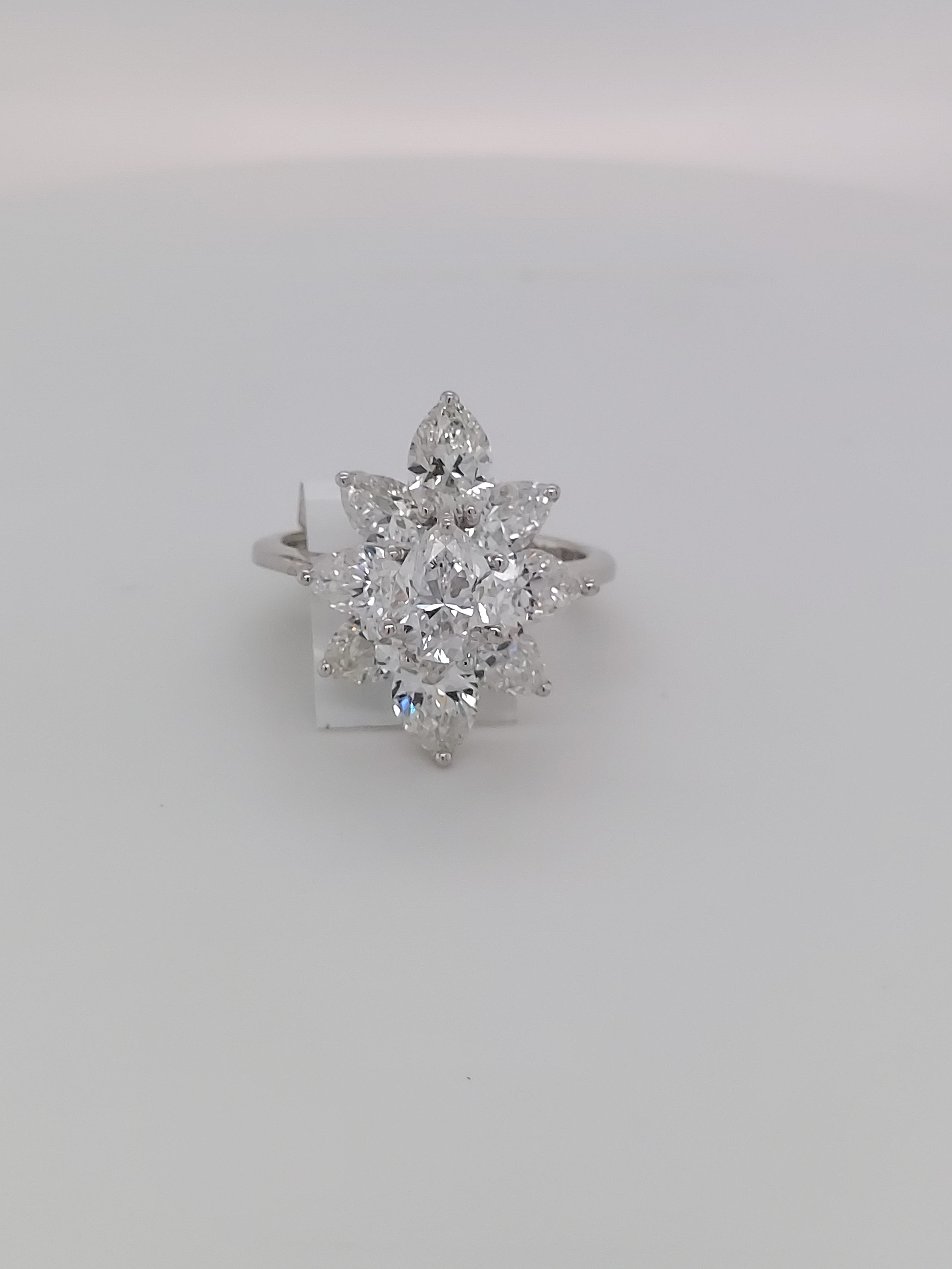 4.56 Carat Pear Shape Flower Diamond Ring