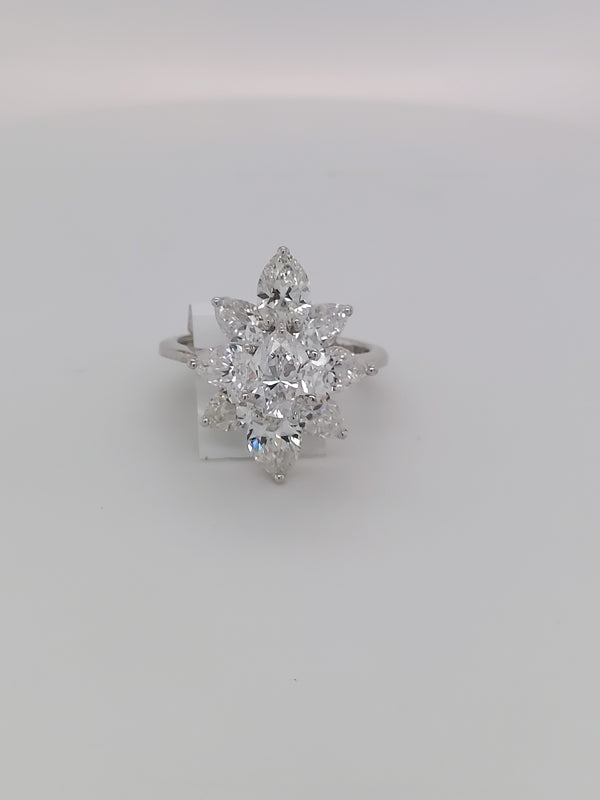 4.56 Carat Pear Shape Flower Diamond Ring