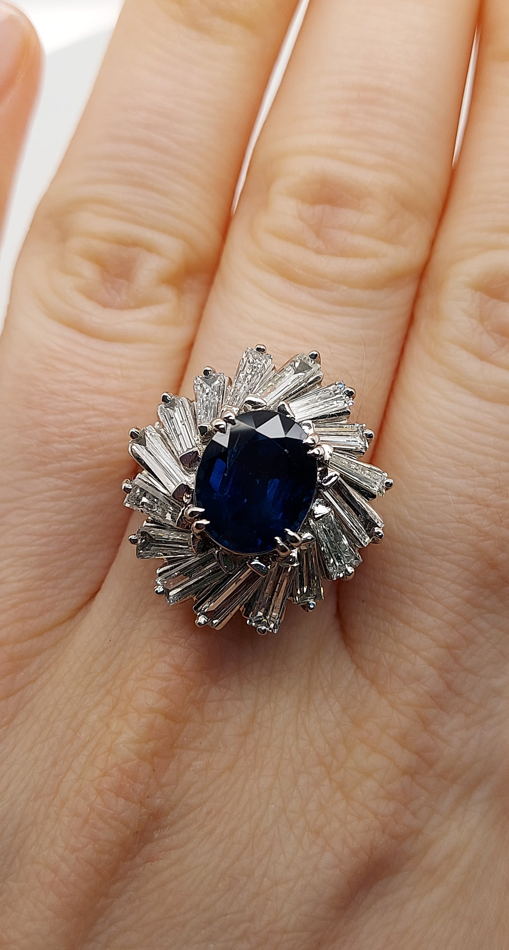 4.72 Carat Oval Cut Sapphire & Diamond Ring