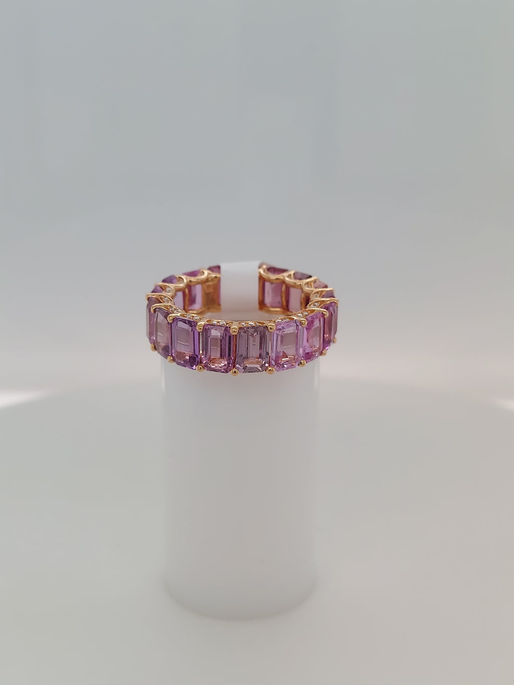 11.01 Carat Emerald Cut Multi Color Sapphire & Diamond Ring