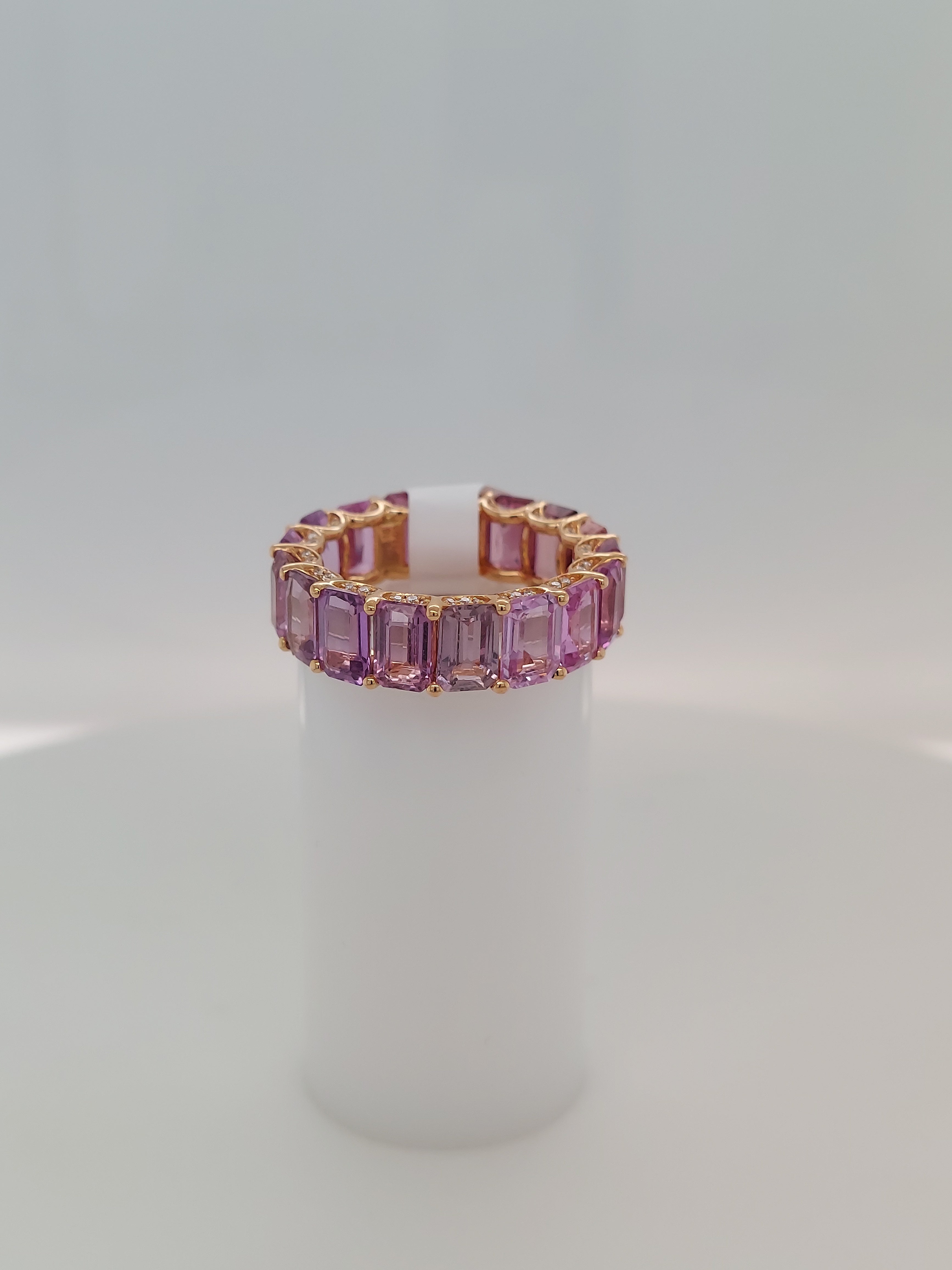 11.01 Carat Emerald Cut Multi Color Sapphire & Diamond Ring