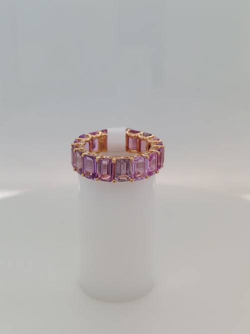 11.01 Carat Emerald Cut Multi Color Sapphire & Diamond Ring
