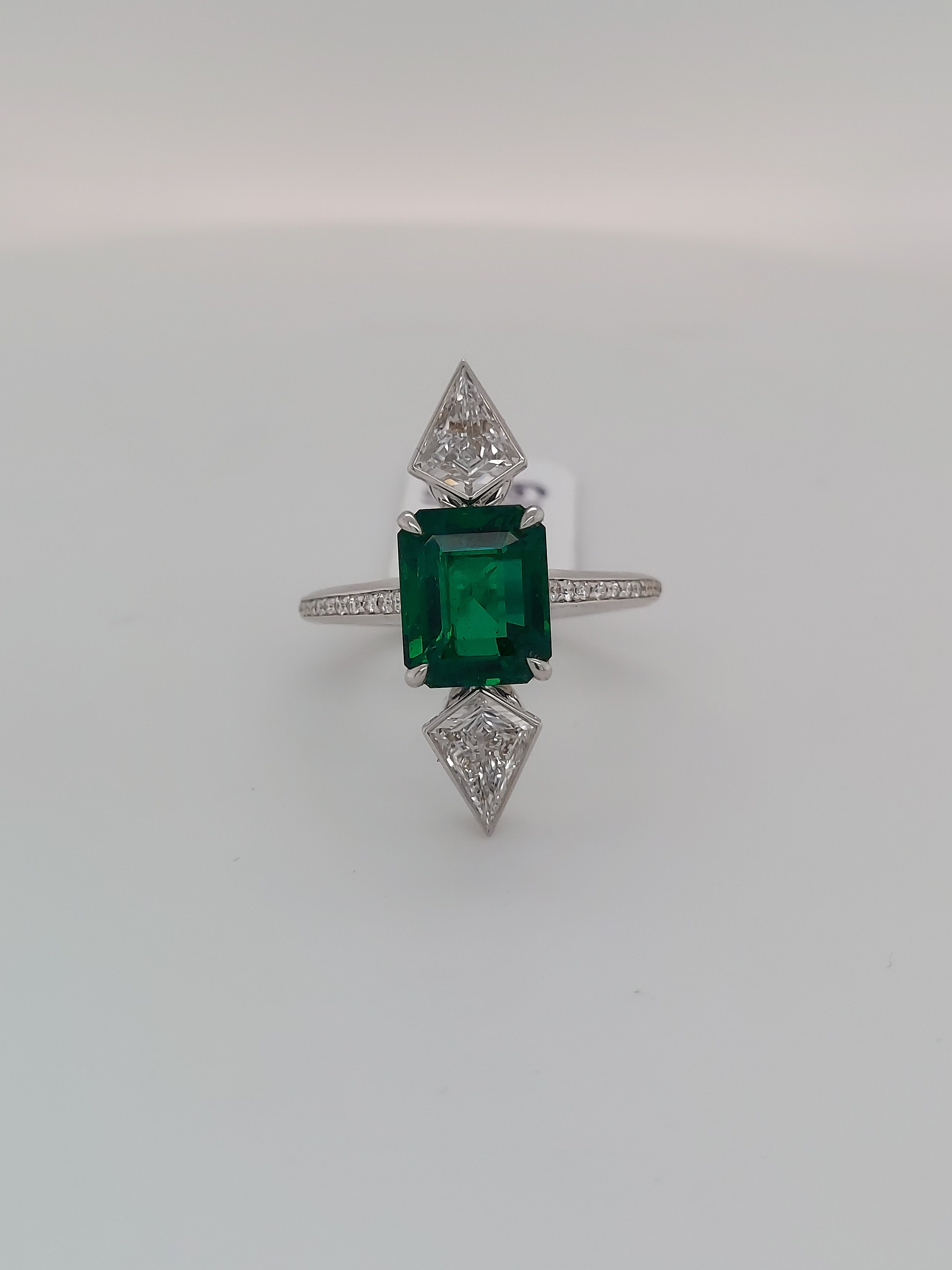 2.48 Carat Green Emerald Diamond Ring