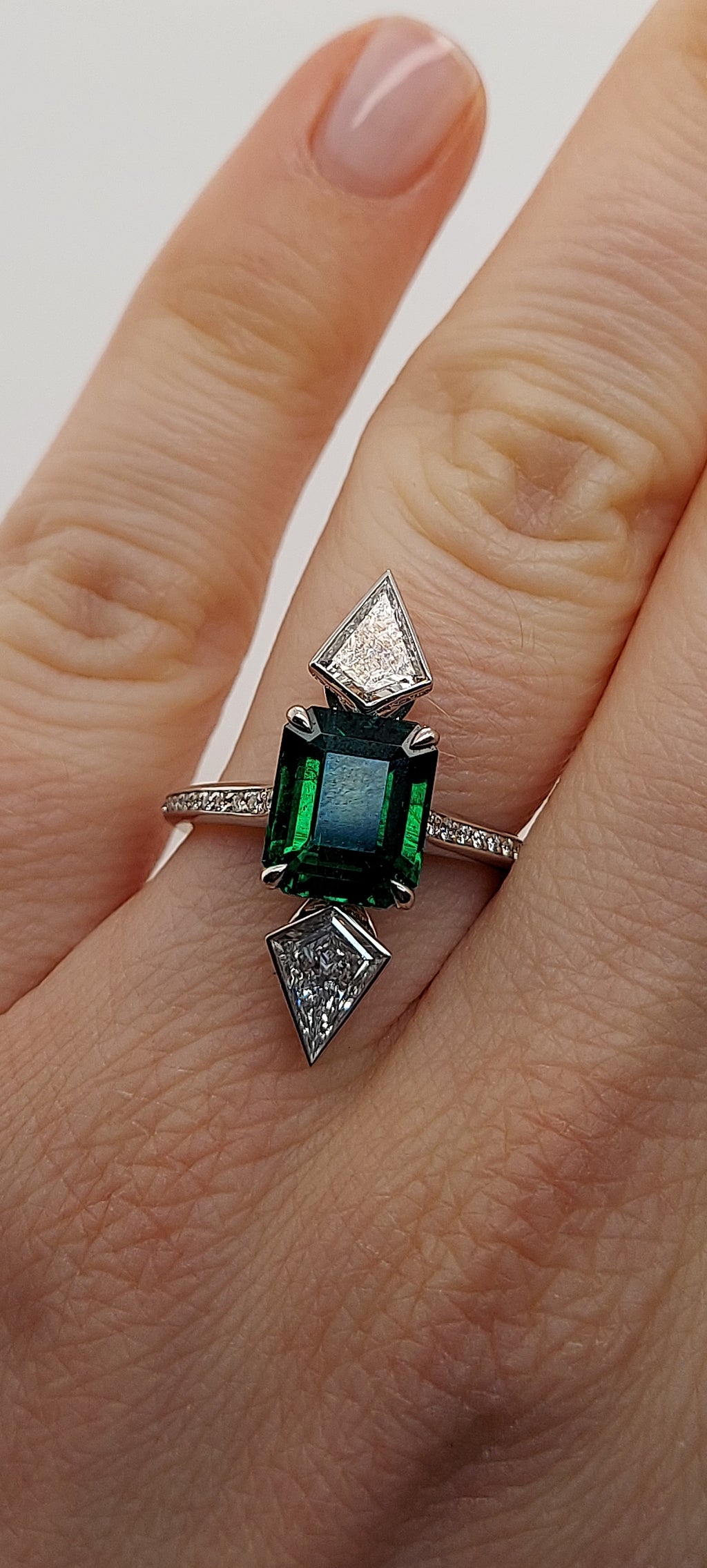 2.48 Carat Green Emerald Diamond Ring