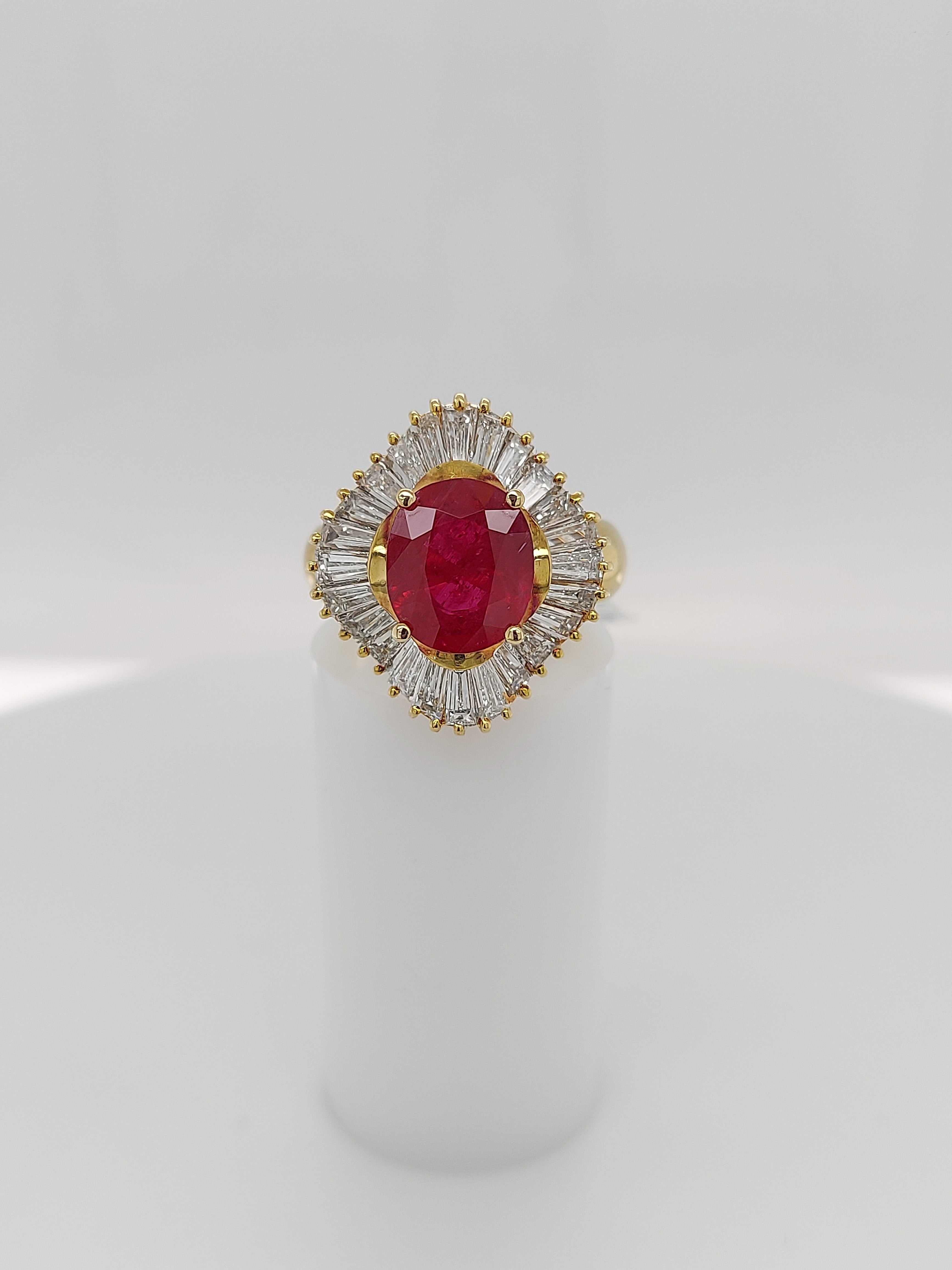 3.12 Carat Red Ruby Diamond Ring
