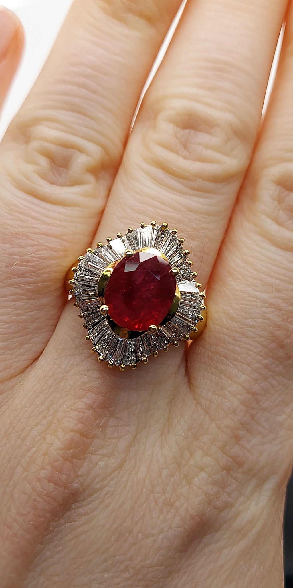 3.12 Carat Red Ruby Diamond Ring