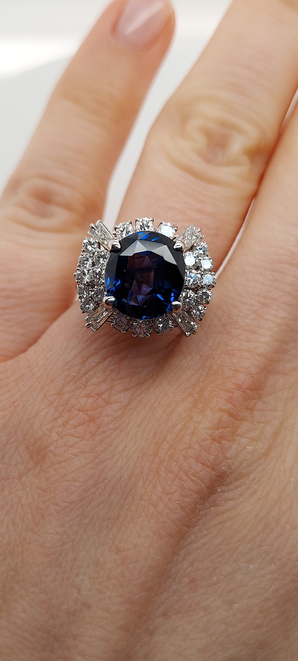 6.16 Carat Blue Sapphire Diamond Ring