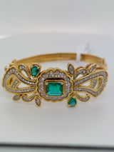 3 Carat Green Emerald & Diamonds Vintage Bangle Bracelet