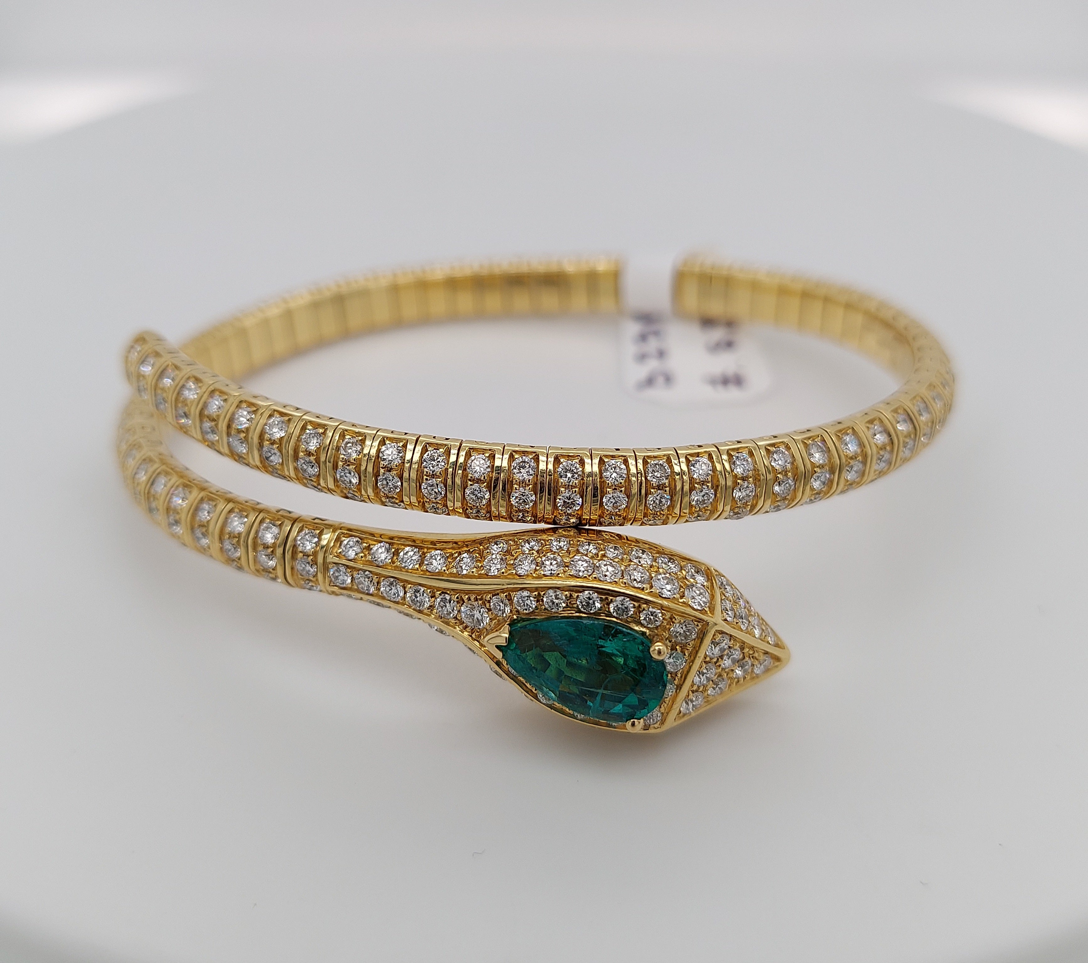 1.64 Carat Emerald & 2.86 Carat Diamond Bangle Bracelet