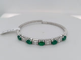 3.30 Carat Green Emerald & 0.90 Carat Diamond Bangle