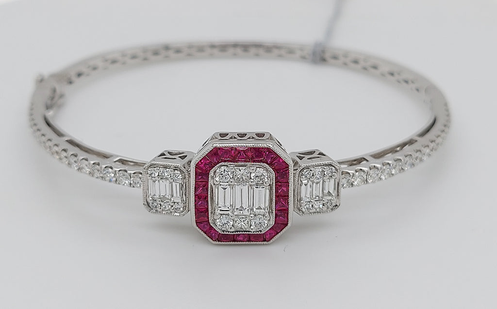 1 Carat Pink Sapphire Diamond Bangle