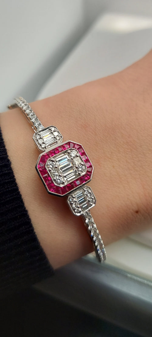 1 Carat Pink Sapphire Diamond Bangle