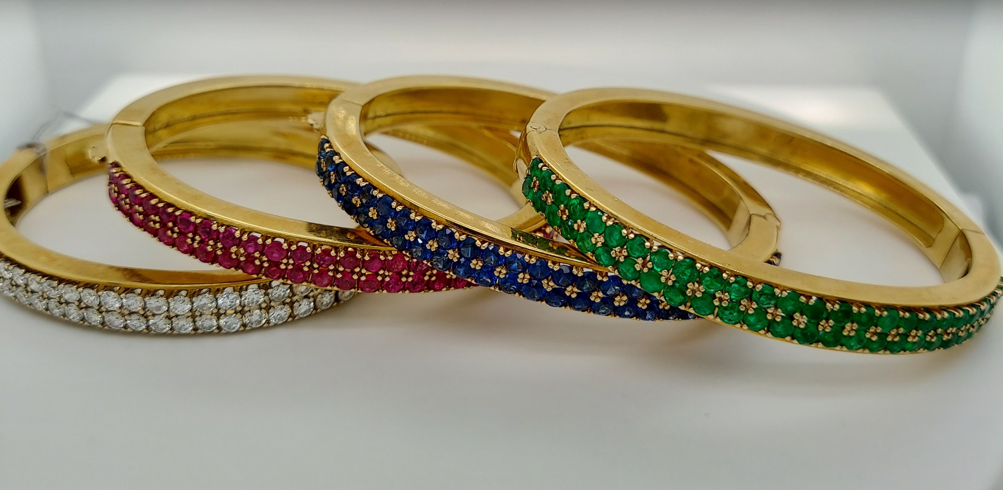5 Carat Diamond & Gemstones Bangle Bracelets Set