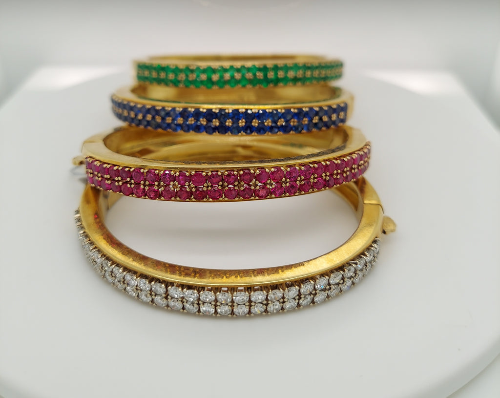 5 Carat Diamond & Gemstones Bangle Bracelets Set