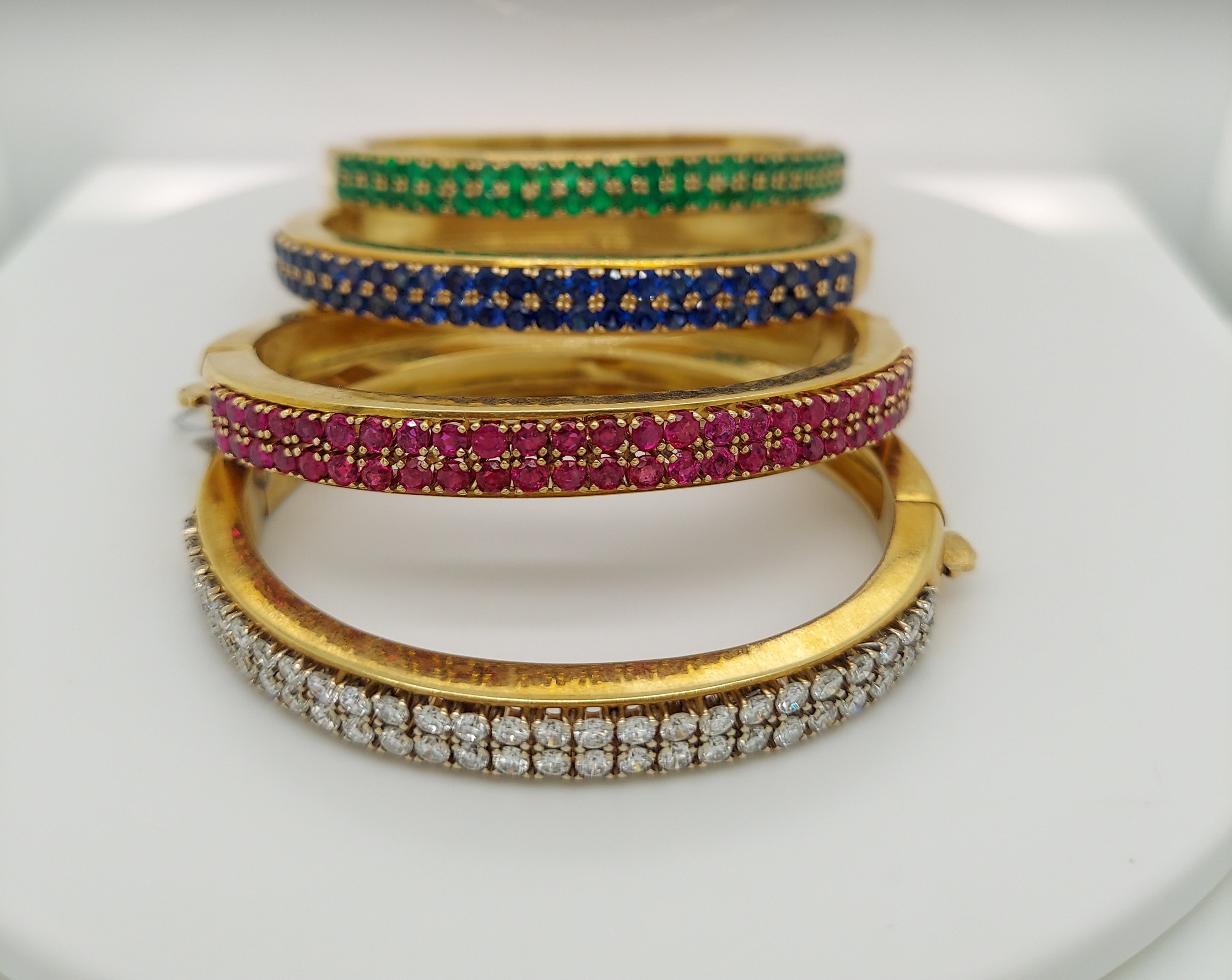 5 Carat Diamond & Gemstones Bangle Bracelets Set
