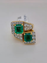 4 Carat Green Emerald Diamond Ring