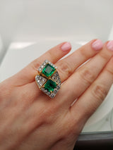 4 Carat Green Emerald Diamond Ring