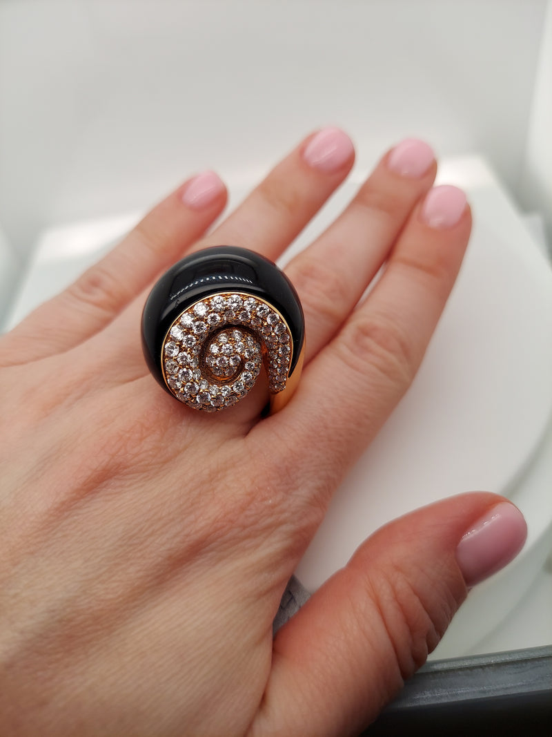 Black Onyx Diamond Ring