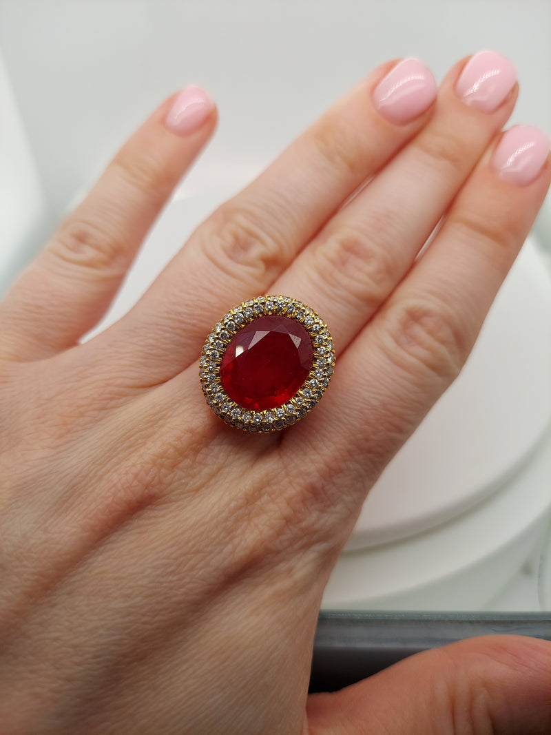 Two Tone Ruby & Diamond Ring