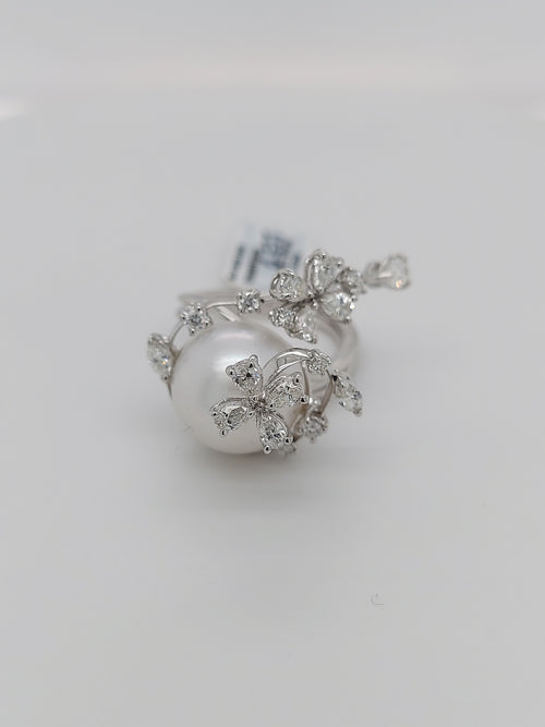 1.28 Carat Diamonds & Pearl Ring