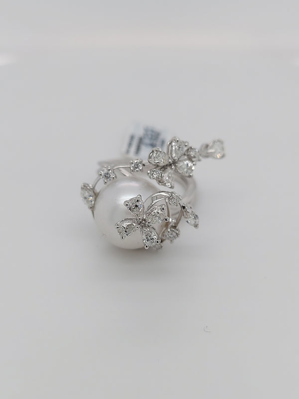 1.28 Carat Diamonds & Pearl Ring