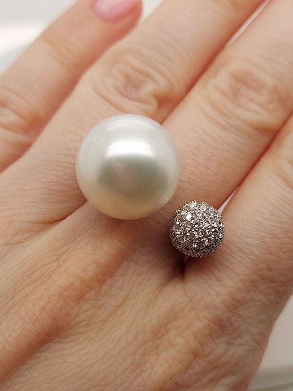 1.82 Carat Diamonds & Pearl Ring