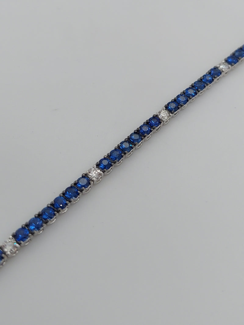 5.58 Carat Sapphire & Diamond Tennis Bracelet