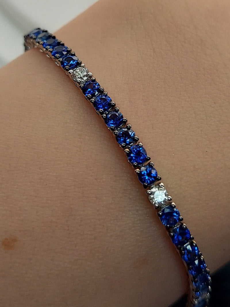 5.58 Carat Sapphire & Diamond Tennis Bracelet