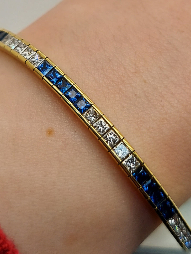 Tiffany 3.90 Carat Blue Sapphire & Diamond Bracelet