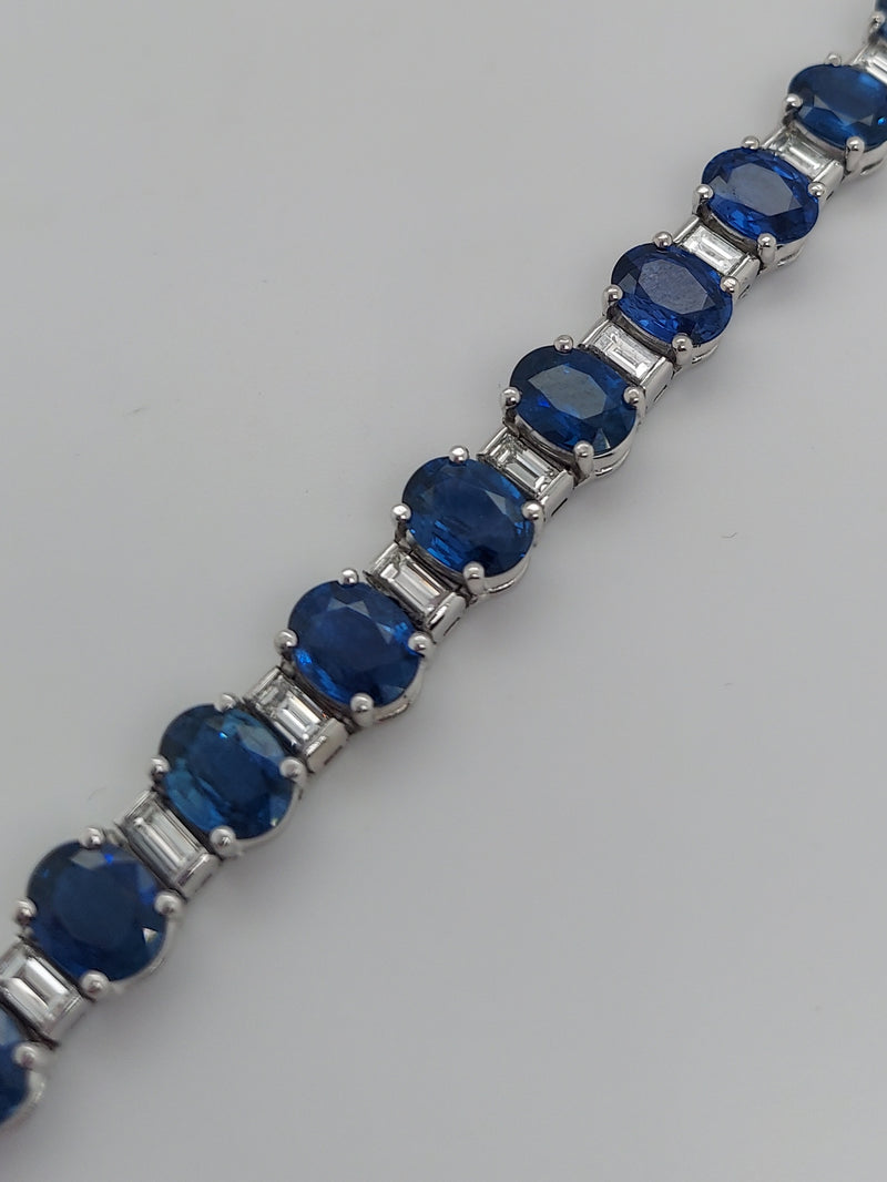 28 Carat Sapphire & 9 Carat Diamond Tennis Bracelet