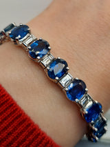 28 Carat Sapphire & 9 Carat Diamond Tennis Bracelet