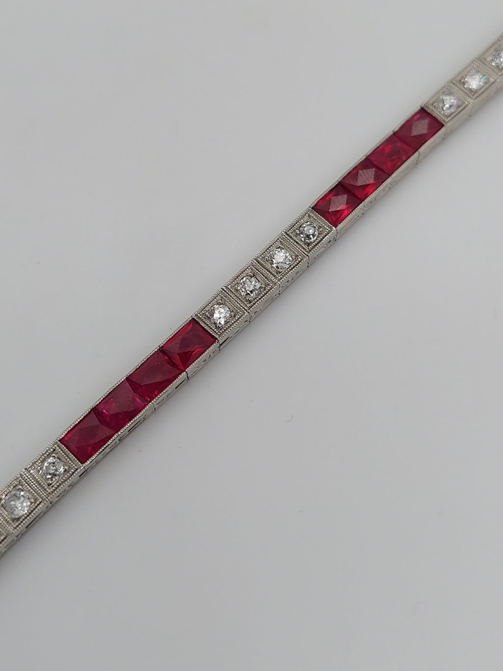 9 Carat Ruby & 1 Carat Diamond Tennis Bracelet