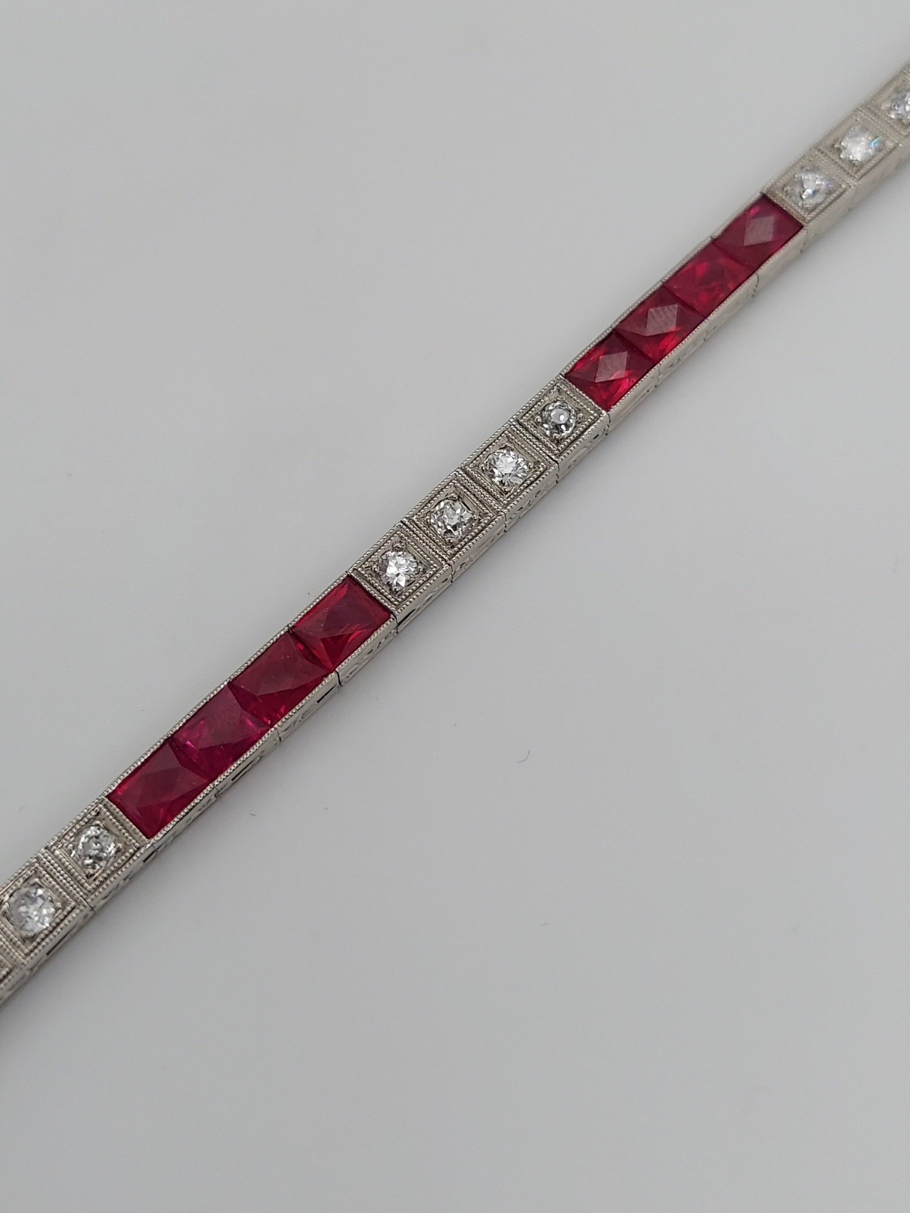 9 Carat Ruby & 1 Carat Diamond Tennis Bracelet