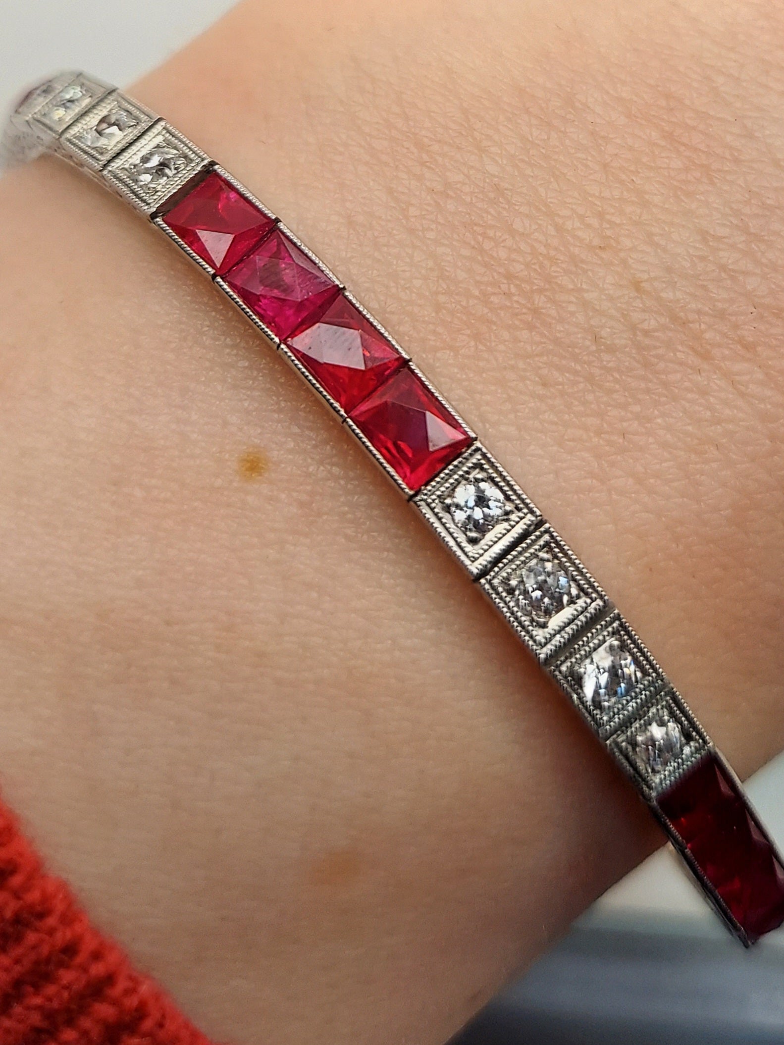9 Carat Ruby & 1 Carat Diamond Tennis Bracelet