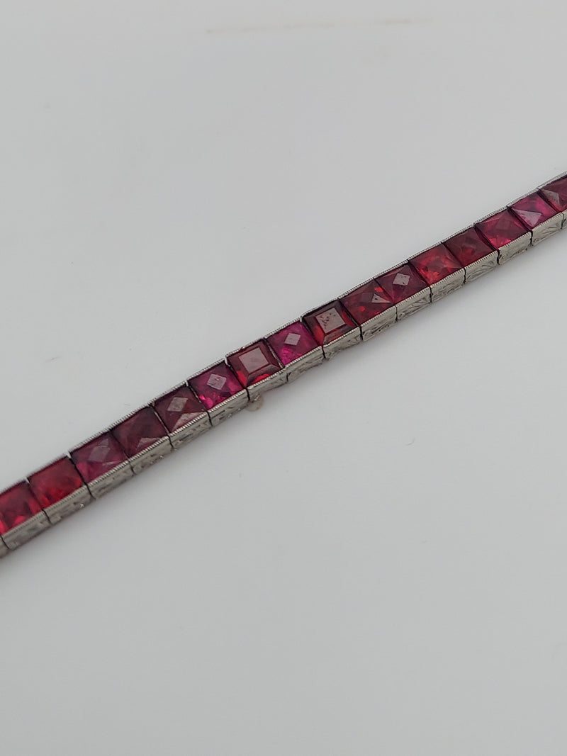 30 Carat Red Ruby Tennis Bracelet