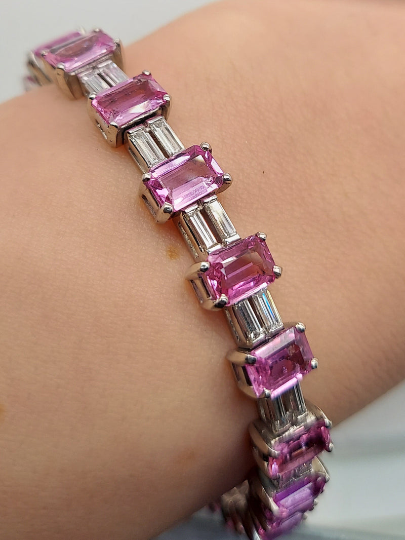 40 Carat Pink Sapphire & 8 Carat Diamonds Bracelet