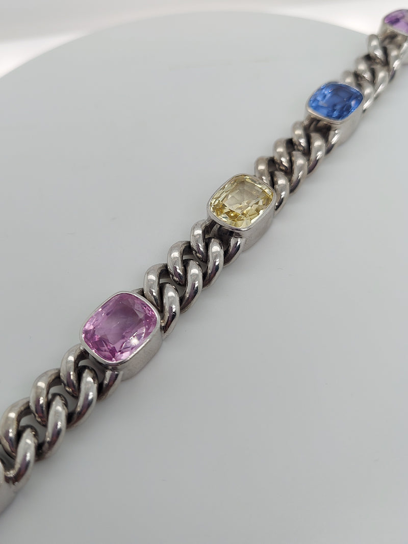 35 Carat Bvlgari Non Heated Sapphires Chain Bracelet