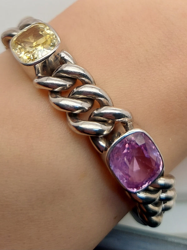 35 Carat Bvlgari Non Heated Sapphires Chain Bracelet