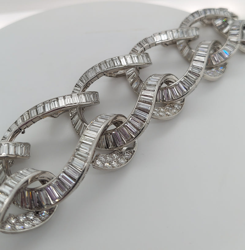 65 Carat Multicut Art Deco Diamond Bracelet