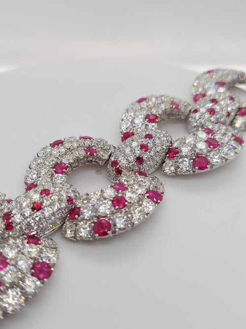 21.08 Carat Ruby & 66.73 Carat Diamond Bracelet