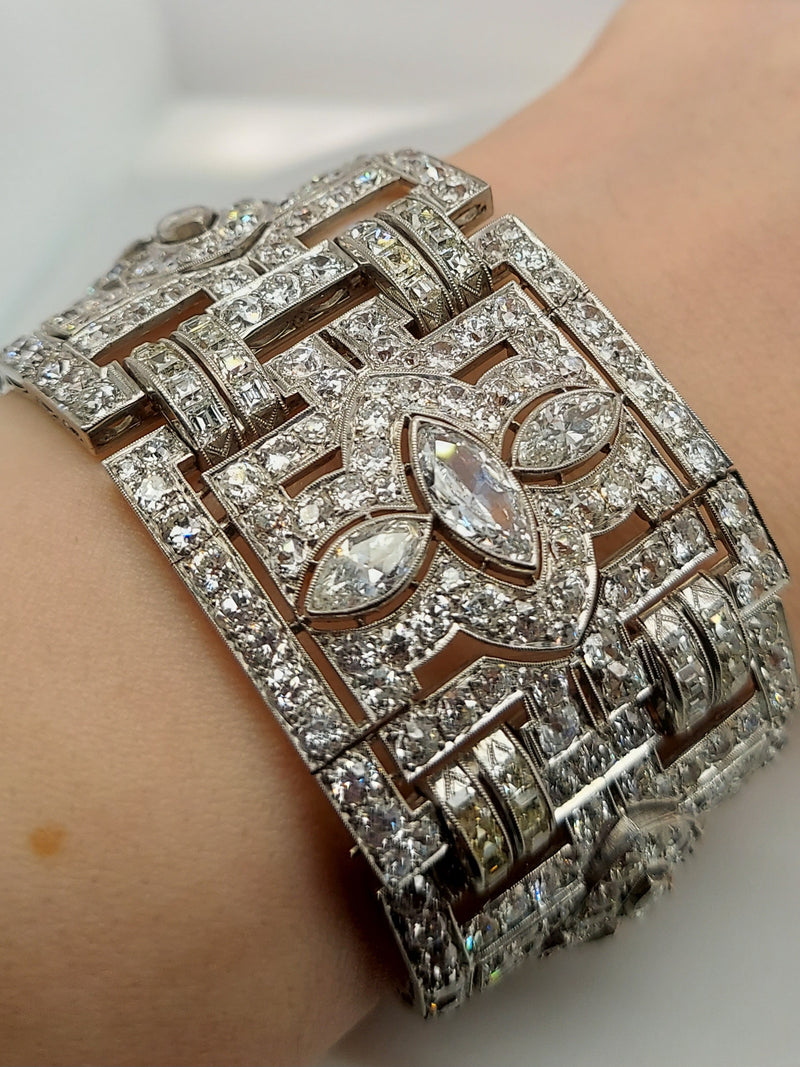 70 Carat Art Deco Diamond Bracelet