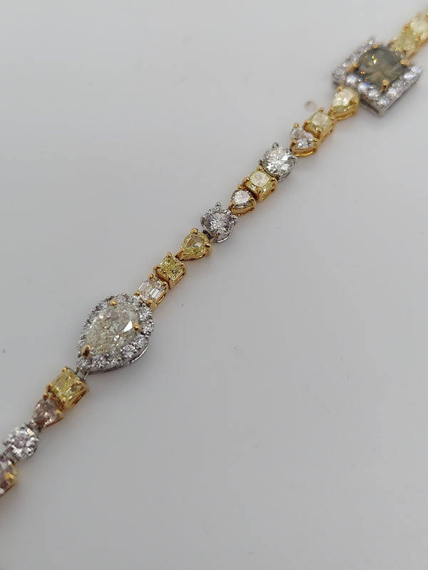 15.33 Carat Fancy Color Diamond Tennis Bracelet