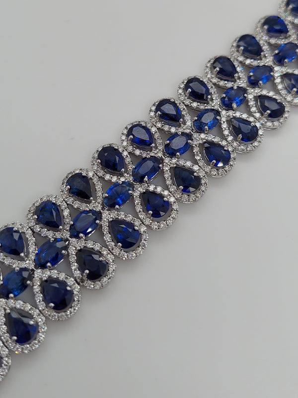 50 Carat Sapphire & 8 Carat Diamond Bracelet